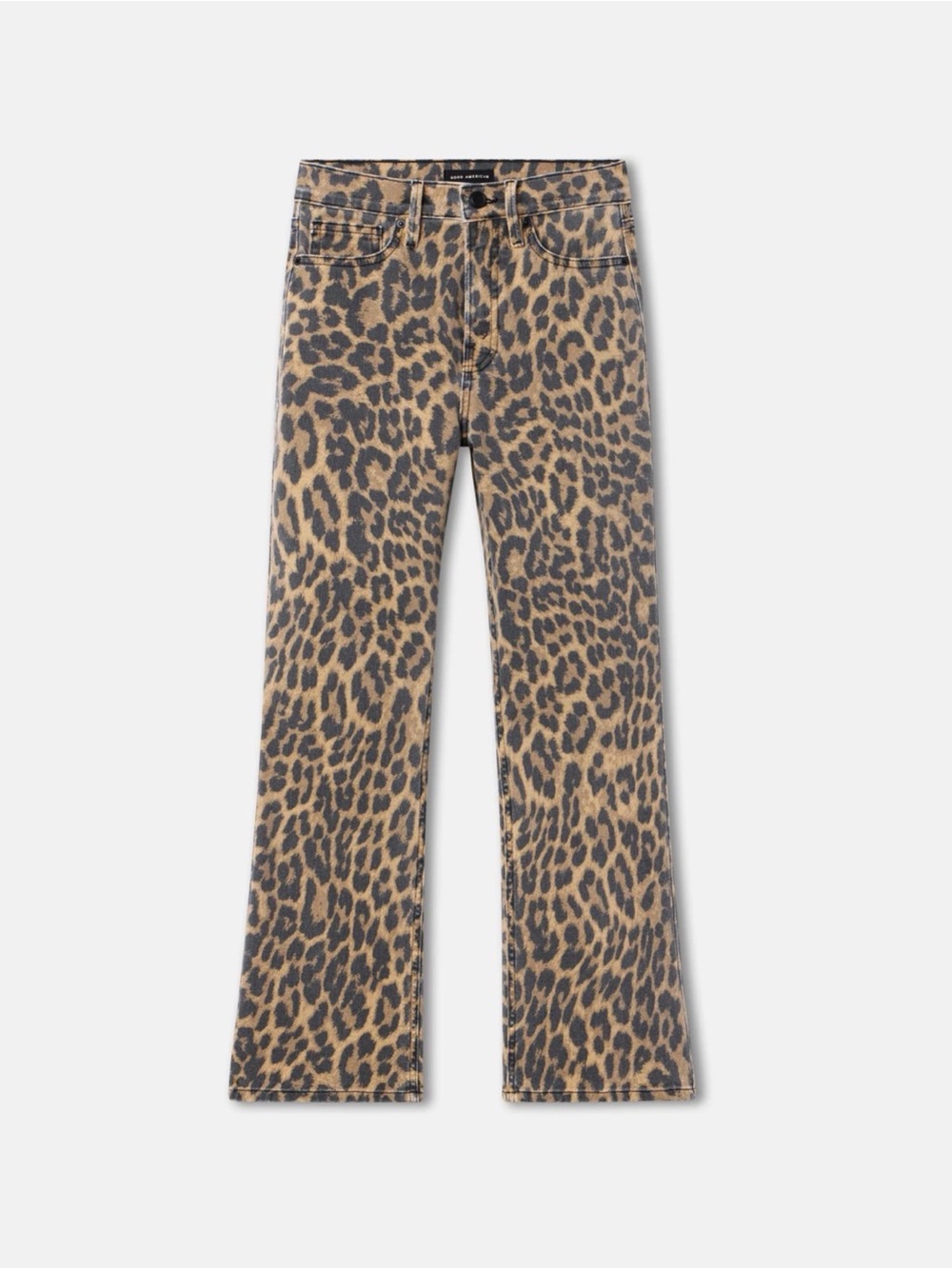 Good American Good Kick Flare Leopard Jeans